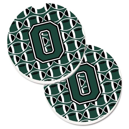 Carolines Treasures Letter O Football Green and White  Cup Holder Car Coaster, PK2 CJ1071-OCARC